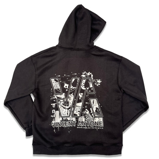 Everyday People Zip Up Hoodie - Black
